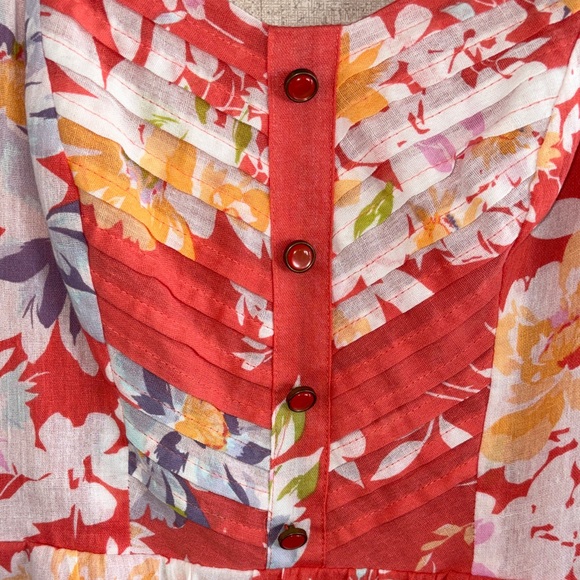 LC Lauren Conrad Floral Sundress Size 4 Coral Pink Spaghetti Strap Garden Party - Picture 9 of 16